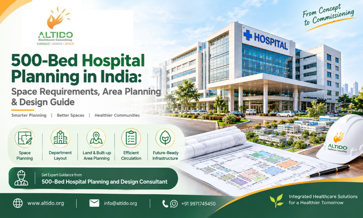 500-Bed Hospital Planning in India: Space Requirements, Area Planning & Design Guide